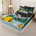 thumbnail image 2 of catabedysis Starry Camping Zipper Twin Comforter Sets with Fitted Sheet and 2 Pillowcases,Bear Tent Print Zipper Bedding Set For Boys,Multicolor,Black Reversible,4 Pieces, 2 of 7