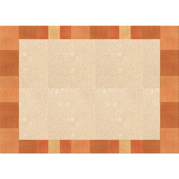 Ahgly Company Machine Washable Indoor Rectangle Transitional Deep Peach Orange Area Rugs, 4' x 6'
