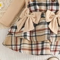 thumbnail image 6 of CAICJ98 Baby Girl Clothes Fall Winter Outfit Long Sleeve Ruffle Romper Plaid Skirt Bow Headband 3 Pcs Set (Beige,12-18 Months), 6 of 7