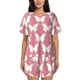 thumbnail image 1 of Fotbe Butterfly 2 Conjunto de Pijama Estampado para Mujer, 2 Piezas, Ropa de Dormir con Camiseta de Manga Corta y Shorts Suaves-Small, 1 of 6