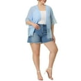 thumbnail image 2 of Agnes Orinda Women's Plus Size Mother's Day Cover Up Lace Panel Summer Holiday Boho Cardigans 1X Blue, 2 of 6