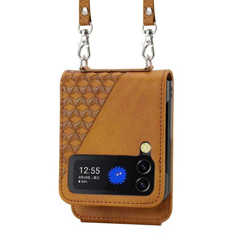 For Samsung Galaxy Z Flip 3 4 Leather mini Messenger Bag Chain