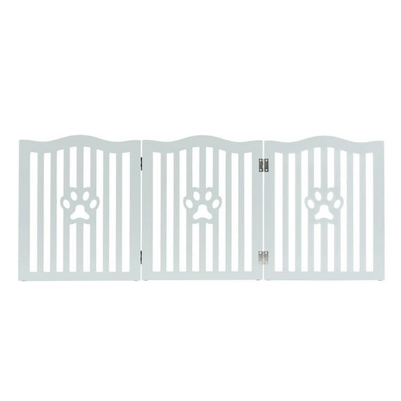 Trimate Wooden Free Standing Pet Gate for Small Dogs and Cats, Grey