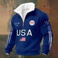 thumbnail image 2 of Men's United States 250 Years Of Freedom Sweatshirt Patriotic Fleece Collar 250th Anniversary Shirt Half Zip Pullover, 2 of 3