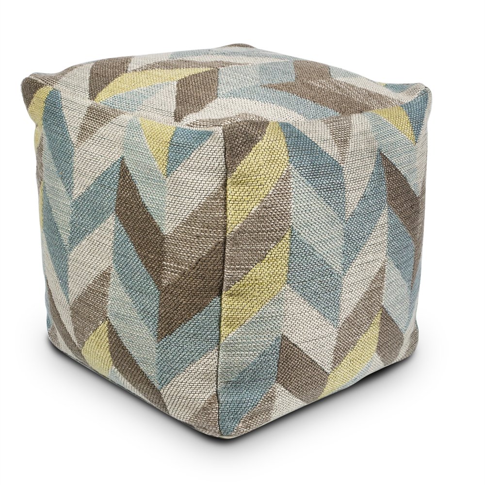 F849 Ocean Herringbone Pouf 18" x 18" x 18" Size Poufs