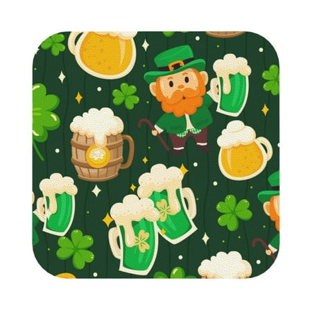 

Matuu St Patrick s Day10 for Cup Coasters Set of 6 Leather Coasters Desk Coasters for Office Measures 4” x 4” Square