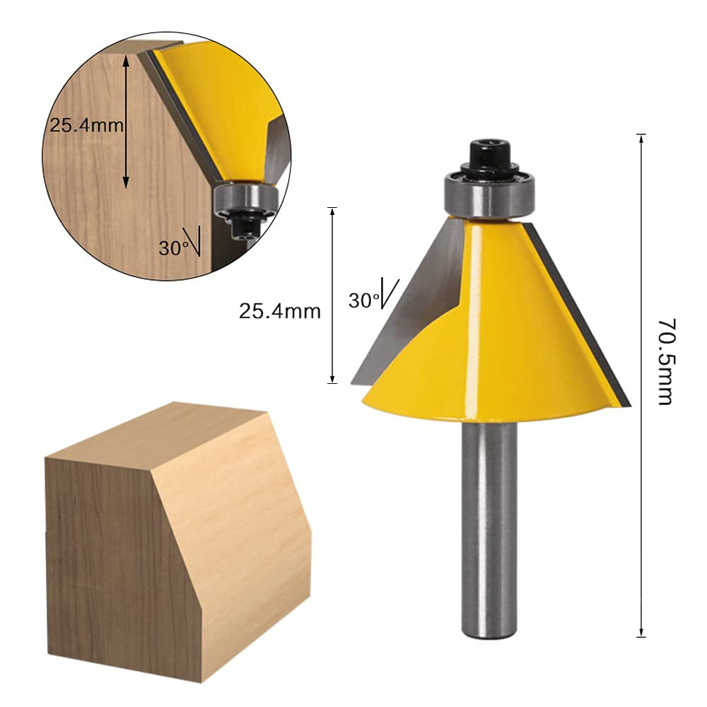 ABPETE 3-Piece Chamfer Router Bit Set - 1/4-Inch Shank 15/22.5/30 Degree Bevel Bits for Woodworking, Professional Edge Forming on Wood, MDF & Plastic​