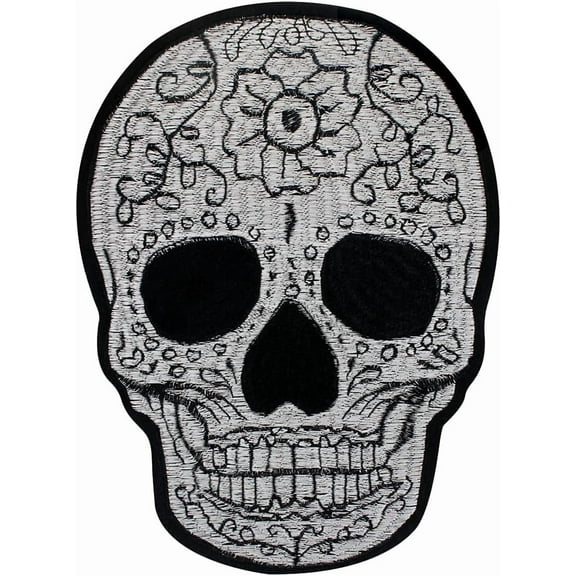 Flower Skull Patches Iron on Patches for Jacket Backpacks Embroidered Patch Applique Decorative Clothes 1piece