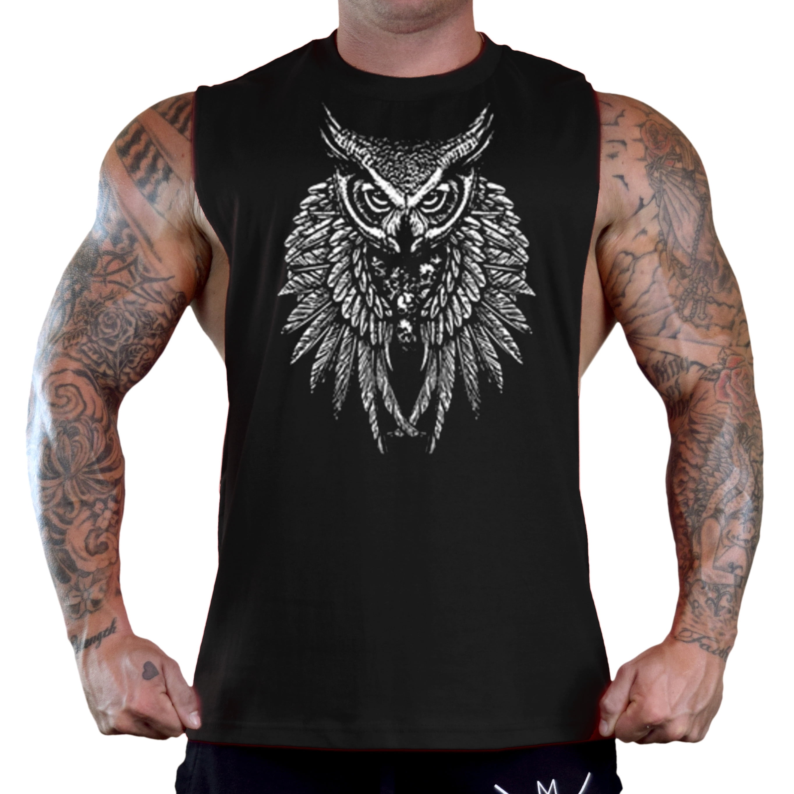 Men's Tribal Owl Skull Majestic Wings 