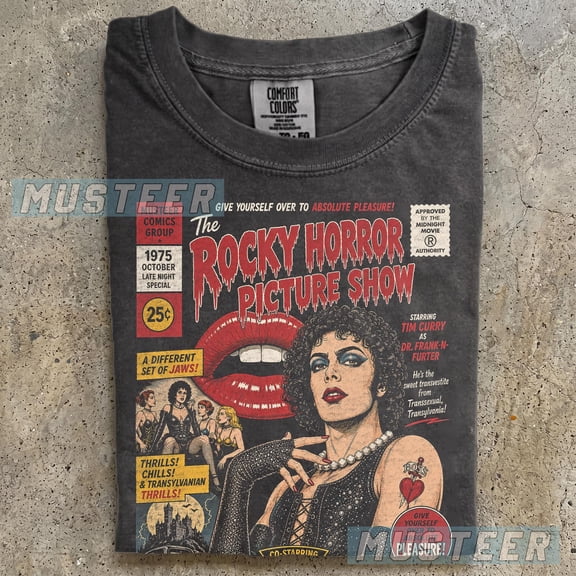 Rocky Horror Picture Show Graphic Tee Rocky Horror T-shirt Charcoal Gray Frank N Furter Shirt Cult Classic Movie Apparel