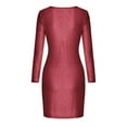 thumbnail image 5 of Umfun Womens Dresses for Wedding Guest Soild V-Neck Sequins Dress Long Sleeve Party Dresses Best Gift for Festivals Wine L, 5 of 5