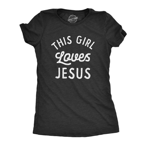 Womens This Girl Loves Jesus T Shirt Cute Easter Sunday Tee for Ladies Womens Graphic Tees