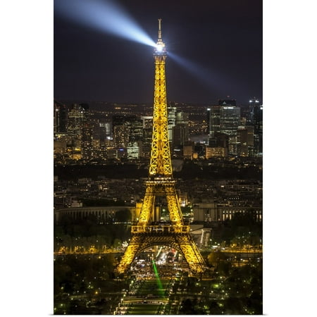 Great BIG Canvas | Rolled Scott Stulberg Poster Print entitled Aerila view of The Eiffel Tower and Paris at (Best View Of Eiffel Tower At Night)