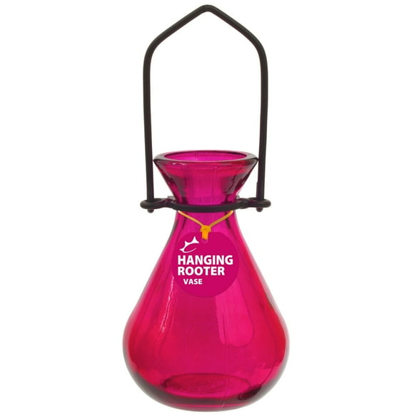 Couronne Company M370-G5423G07 Hanging Teardrop Recycled Glass Rooting Vase, 7 1/4", Fuchsia, 1 Piece