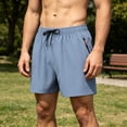thumbnail image 2 of Besolor Athletic Shorts for Men Summer Lightweight Casual Loose Fitness Running Drawstring Elastic Waist Zipper Pockets Shorts(X-Large,Gray), 2 of 7