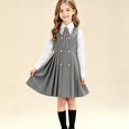 thumbnail image 2 of Mfakffe Girls Sleeveless Pinafore Pleated Dress Vintage Academy Pleated Skirt Jumper Dress Fashion Uniform Vest Dress, 2 of 5