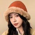 thumbnail image 4 of LinYooLi The New Plush Fisherman Hat Version Of Autumn And Winter Main Hat Thickens Warming Lei Feng Hat Pure Color Face Face Small Hat Girl, 4 of 8