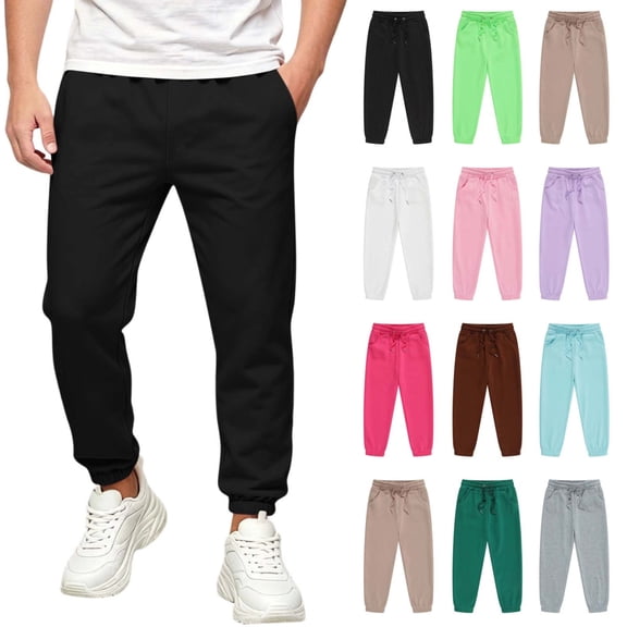 Tsivenald Boys Joggers Sweatpants with Pockets Elastic Drawstring Waist Sweat Pants Athletic Sport Pants for Boys (5-14 Years)