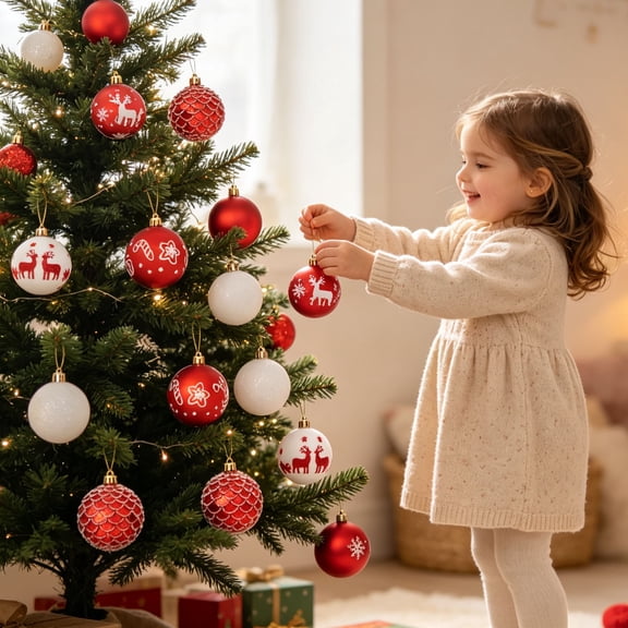 Fmbmuo 12 Pack Christmas Tree Decorations , Christmas Tree Ornaments Big Balls for Indoor Outdoor Decor Festive Party Supplies Gift