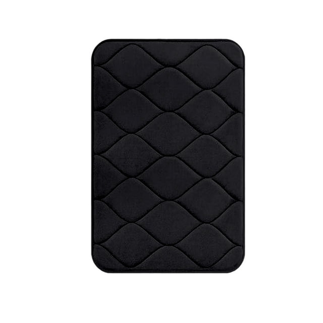 yulier Memory Foam Bath Mat Rug 24"x16", Ultra Soft Non Slip Absorbent Bathroom Rug, Machine Washable Bath Rug Carpet for Bathroom Floor, Tub and Shower, Black