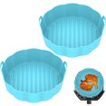 thumbnail image 2 of 2 ollas de silicona para freidora de aire con asa, forro de freidora de aire reutilizable, resistente al calor, cesta de silicona para freidora de aire, bandeja redonda para hornear, accesorios para f, 2 of 11