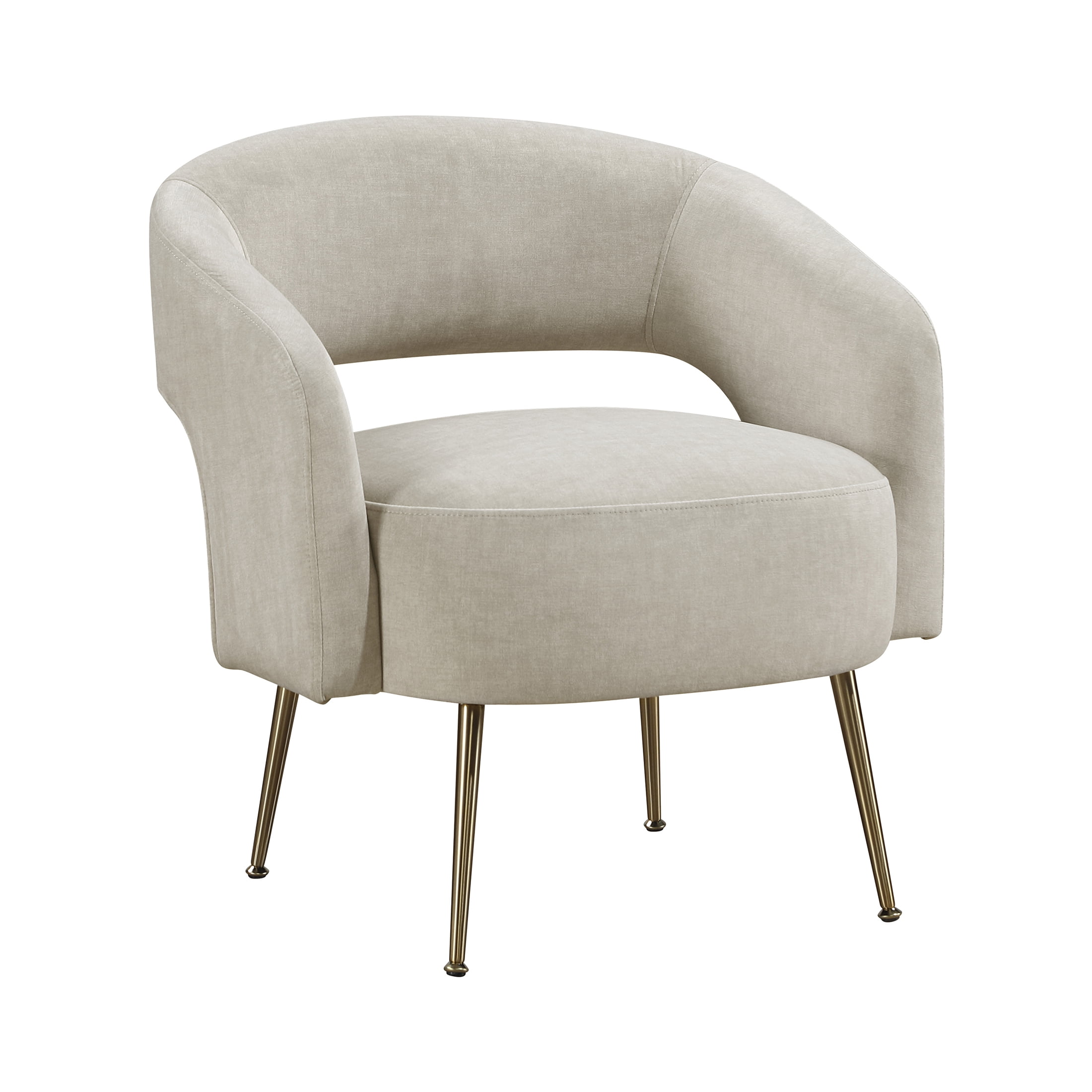OakvillePark Arcluna Velvet Accent Chair with Metal Legs, Taupe