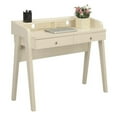 thumbnail image 3 of Pemberly Row Deluxe Two-Drawer Desk with Shelf in Ivory Wood Finish, 3 of 7