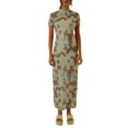 thumbnail image 1 of SAYOO , vestido ajustado largo estampado de verano para mujer, manga corta, estampado elegante, cuello redondo, fiesta, playa, vacaciones, ropa de calle SAYOO casual, 1 of 9