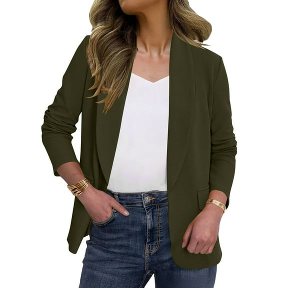 Karight Womens Business Blazers Long Sleeve Shawl Lapel Suit Coats Casual Solid Color Relaxed Fit Comfy Fall Outfit Cardigans