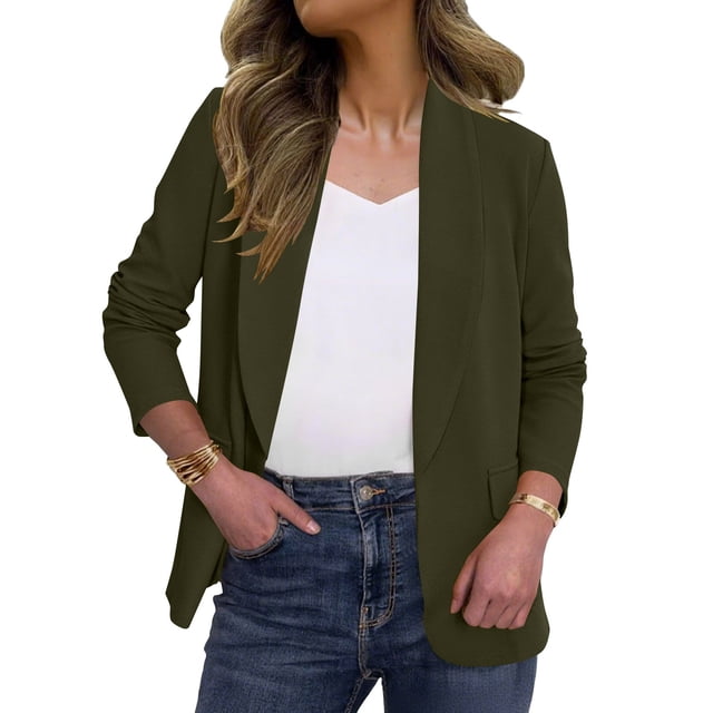 Neewe Womens Plain Casual Lightweight with Pocketes Long Sleeve Open Front Cardigan Daily Outfits