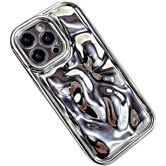 Compatible with iPhone Case,Electro Plated Water Ripple Curly Wave Shape Pattern Camera Lens Protection Soft Shockproof Cover Phone Case (White,iPhone X/Xs)