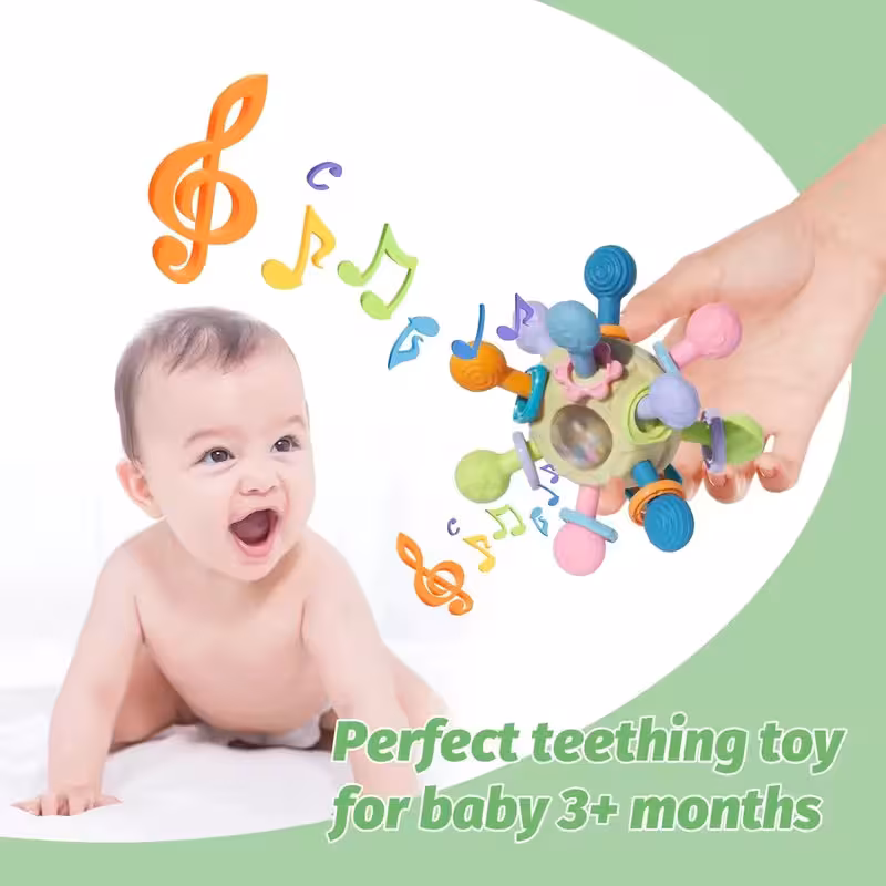 thumbnail image 5 of Juguetes sensoriales Montessori para bebés de más de 6 meses, juguetes de dentición de grado alimenticio Juguetes de barriga para bebés, regalos para niños y niñas, 5 of 6