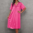 thumbnail image 2 of TIANZEN Ice Silk Nightgown Short Sleeved Loose Pajamas Embroidered Home Wear Dress Novelty Sleep Shirts Women, 2 of 4