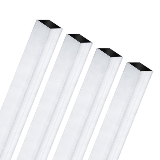 Paquete de 4 tubos cuadrados de aluminio 6063 de 250 mm, 12x12 mm de ancho exterior y 1 mm de grosor de pared, tubos de aluminio sin costura para construcción de marcos