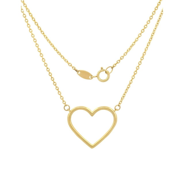 Gargantilla Dama Corazon Contorno Liso Oro Sólido 10k amarillo 00
