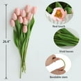 thumbnail image 2 of 10Pcs Yellow Artificial Tulips Silk Flowers, Long Stem and Green Leaves, Fake Flowers Decoration for Vase, Wedding, Party, Kitchen, Office, Home, Bedroom, Table Centerpiece Decor, 2 of 5