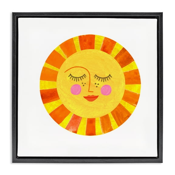 Stupell Industries Mid-Century Simple Warm Sunshine Black Floating Frame Canvas Art, 18 x 18, by Katherine Herrell Studio