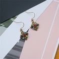 thumbnail image 1 of DPTALR Retro Bohemian Ethnic Earrings Colored Diamond Geometric Ear Hooks, 1 of 5