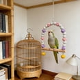 thumbnail image 7 of KOYPTL Wooden Bird Swing with Bells for Cockatiels Parrot Perch Hanging Toys,Birdcage Stands Cage Ground Play Gyms Accessories,Colorful Beads Climbing Toy for Lovebirds Conures Budgies Easter Decor, 7 of 7