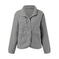 thumbnail image 4 of clear 50% off Usmixi Womens Winter Fleece Coat Shacket for Women Long Sleeve Cozy Soft Lamb Plush Shirt Jacket Casual Solid Button Down Stand Neck Fluffy Outwear with Pocket Fleece Coat, 4 of 5