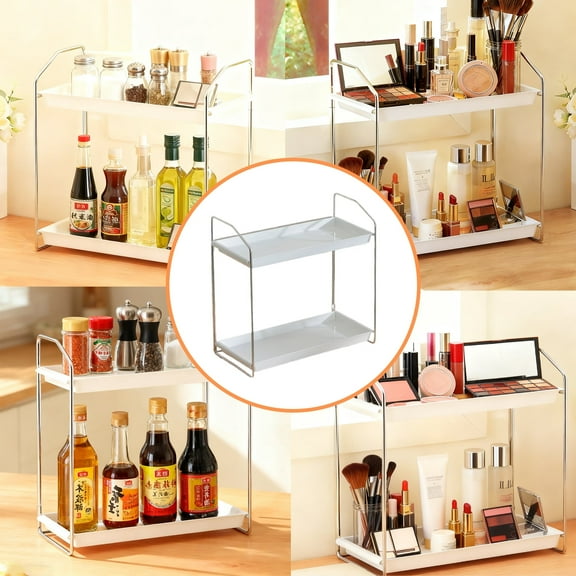 Vecallo Bathroom Organizer Countertop, Counter Organizer for Bathroom Decor, Wooden Sink Shelf for Vanity Storage