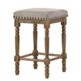 thumbnail image 2 of Gzxs Bar Stools Set of 2, 24 inch Counter Height Wooden Barstools w/ Upholstered Seats and Nailhead Trim Accent, Farmhouse Style for Kitchen Island, Pub, Cafe, Beige & Weathered Oak, 2 of 6
