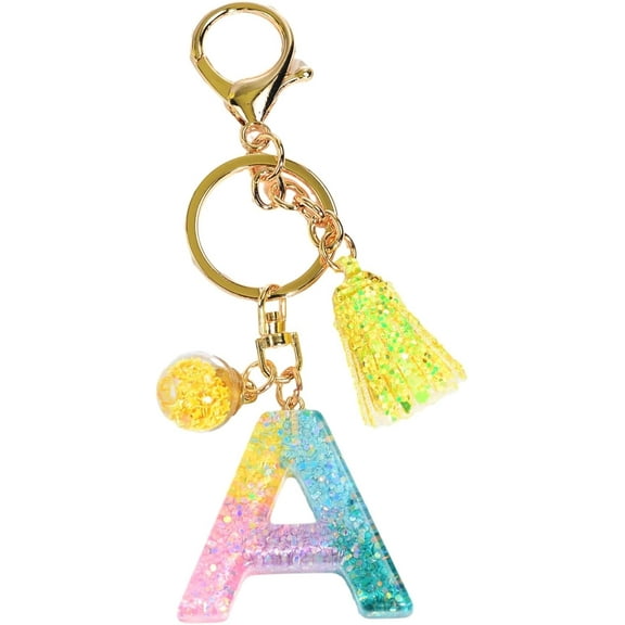 LWHAO Cute Gold Letter Keychain, Cute Gold Letter Keyring Keyrings Metal Keychain for Women Purse Handbags