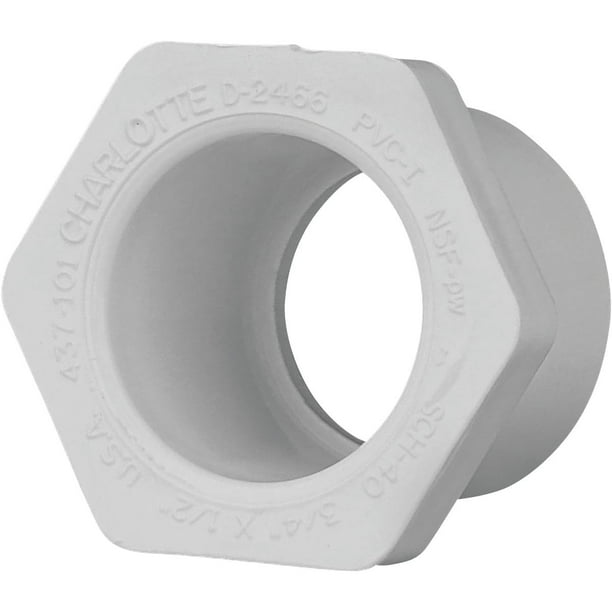 Buje reductor de PVC Charlotte Pipe 3/4 x 1/2 pulgadas Schedule 40