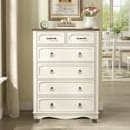 thumbnail image 2 of Vabches Farmhouse 6 Drawer Dresser, 43" Tall Chest of Drawers for Bedroom, Living Room, Hallway, Entryway, Antique White, 2 of 9