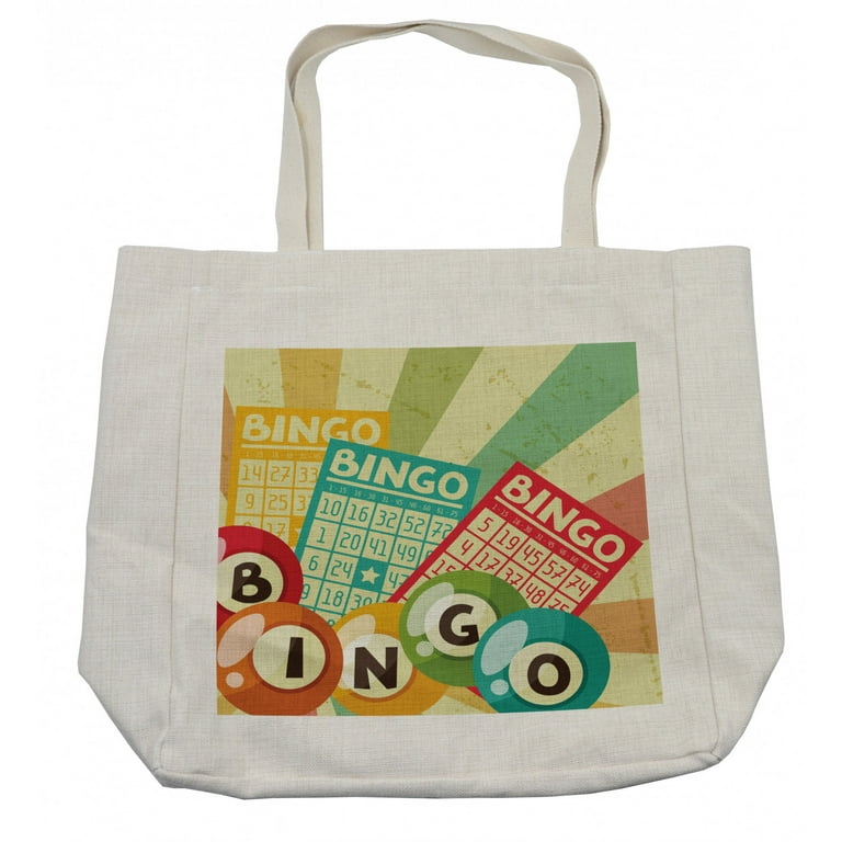 Vintage Shopping Bag, Bingo Game with Ball and Cards Pop Art
