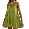 thumbnail image 2 of Ashirexll Midi Dresses for Women, Flowy Dresses for Women, Summer Sleeveless Mini Loose Solid Color V-Neck Pullover Sundress, 2 of 7