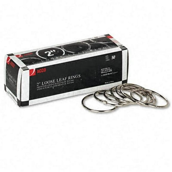 Acco  Metal Book Rings  2   Diameter  50 Rings per Box