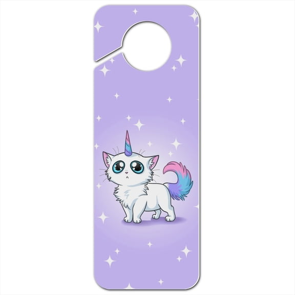 Cat Unicorn Plastic Door Knob Hanger Sign