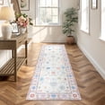 thumbnail image 2 of Lahome Decor Modern Oushak Bedroom Runner Rug, Boho Floral 2x6 Runners for Hallways 6ft, Non Slip Washable Soft Rug Kitchen, Ultra Thin Turkish Retro Carpet Runners for Bathroom Entryway,Pink, 2 of 9